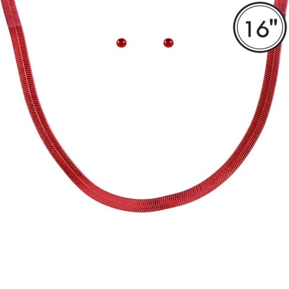 Jewelry New Red Herringbone Necklace Earring Set Poshmark